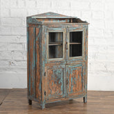 Vintage Reclaimed Wood Rustic Glass Door Cabinet